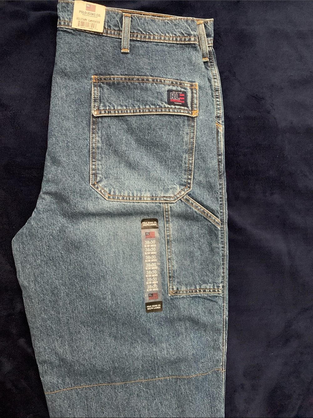 RARE 90"s Polo Ralph Lauren Baggy Military Carpenter Jeans 38
